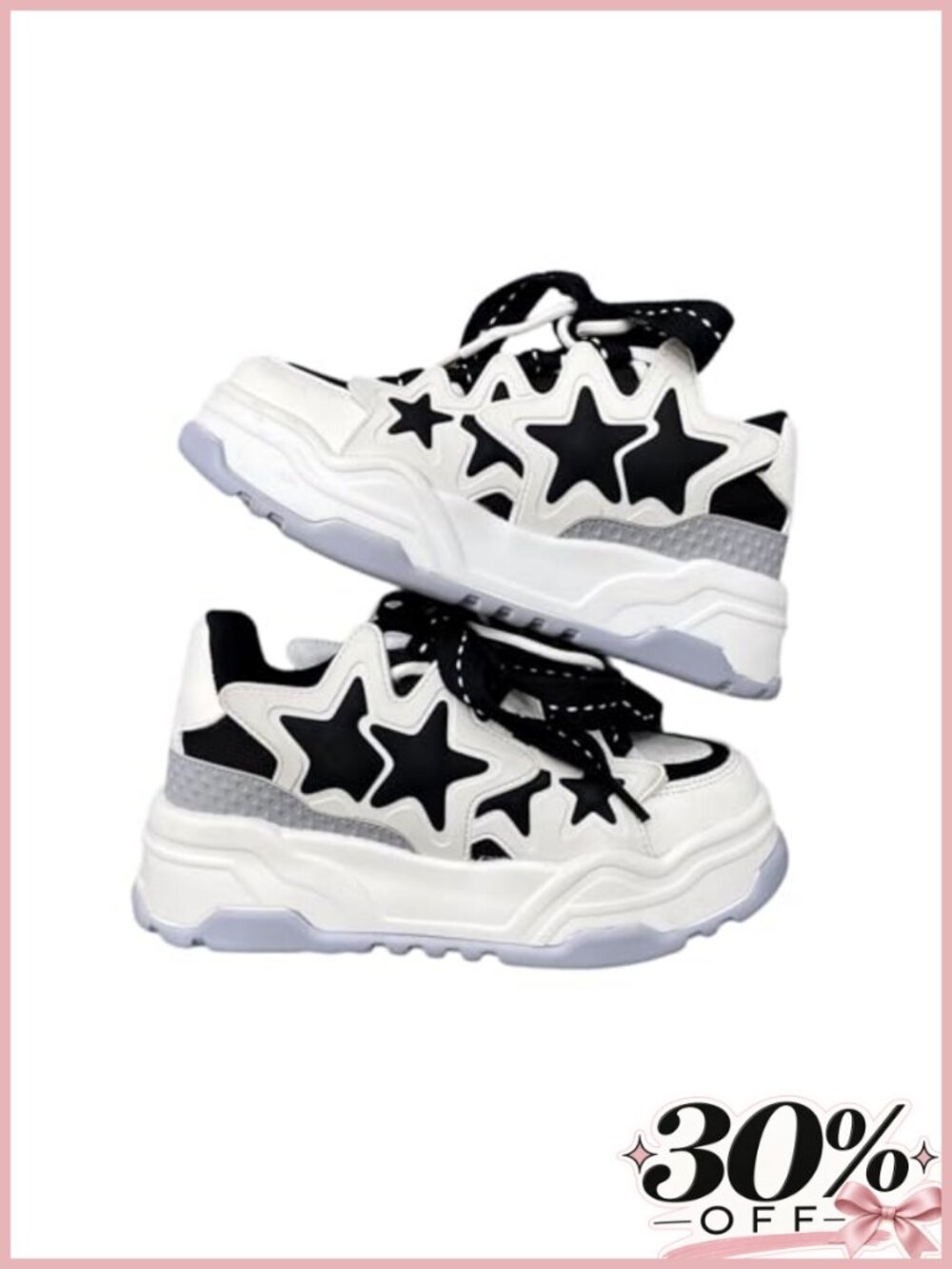 Star Print Chunky Platform Sneakers Women Y2K Cute Walking Shoes